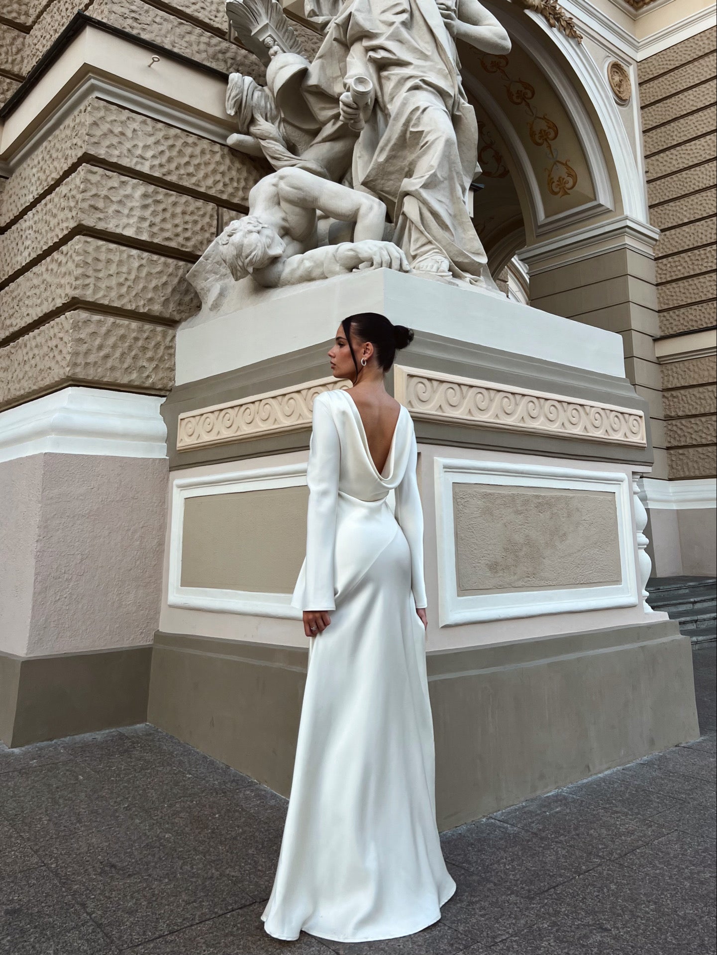 Full-length view of Naomi ivory maxi dress by Lafatale Atelier
