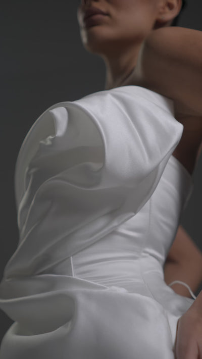 Video of Serene Maxi Dress in white color by Lafatale Atelier