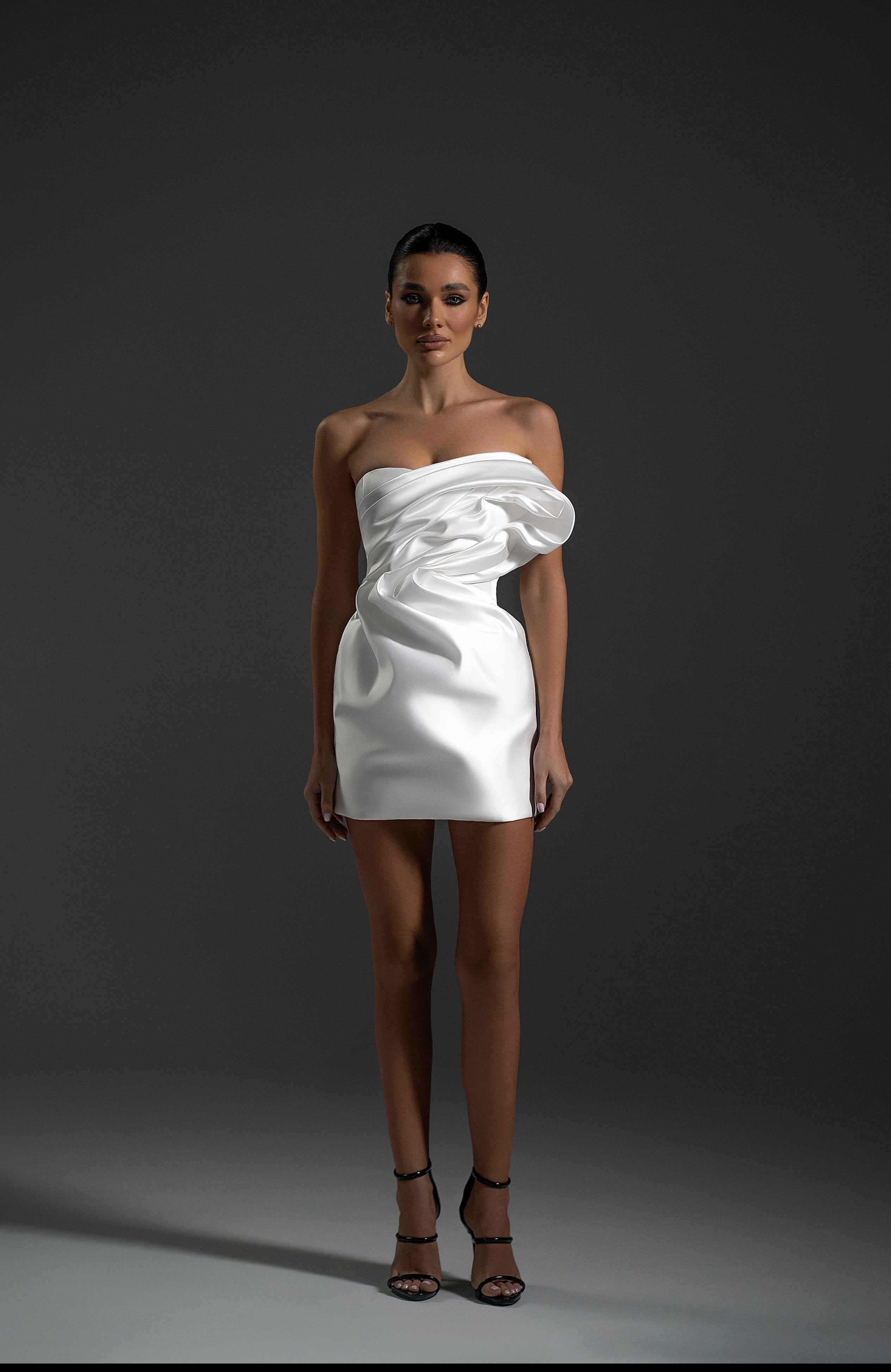 Full-length view of Serene Maxi Dress in white color by Lafatale Atelier